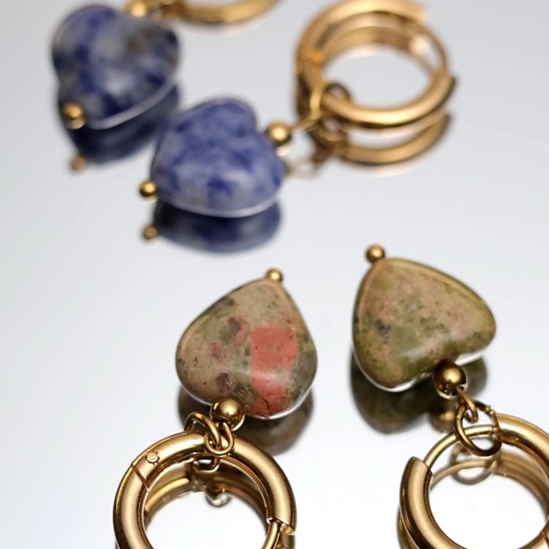 Boucle d'oreilles coeur de marbre