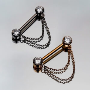 Piercing téton strass et chaine
